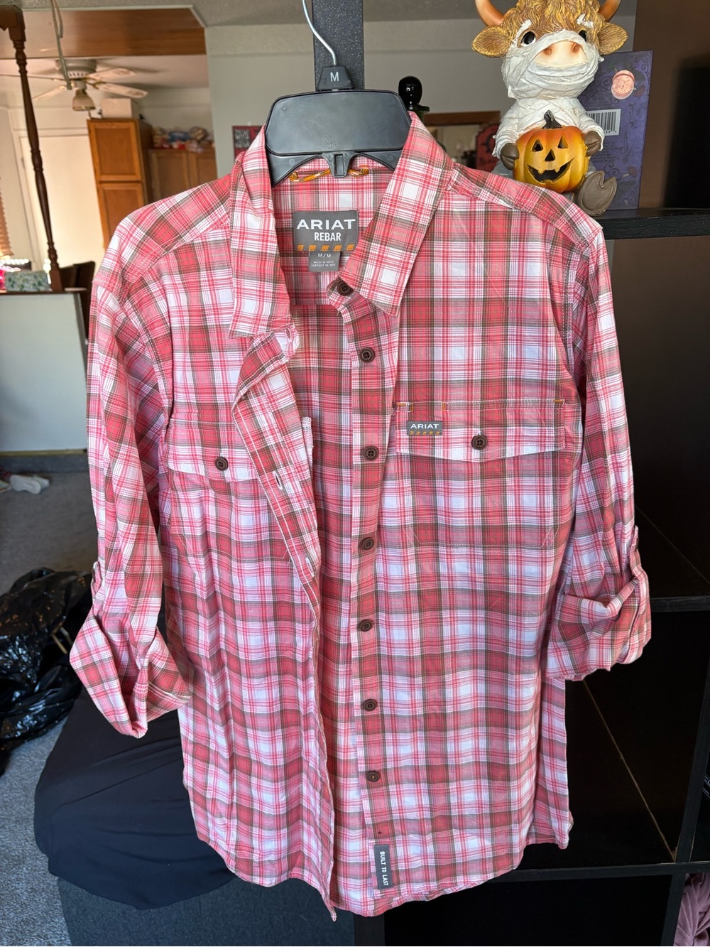 Ariat Pink and White Plaid Button-Down Shirt